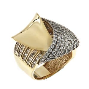 Ring With Stones Made Of Bicolor Gold K14 DA107DP5