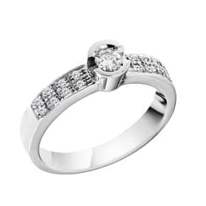 Solitaire Ring With Diamonds Made Of White Gold K18 DA23LP7