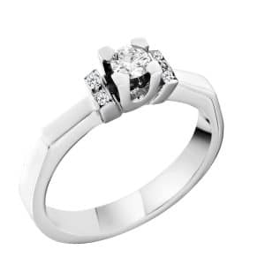 Solitaire Ring With Diamonds Made Of White Gold K18 DA33LP7