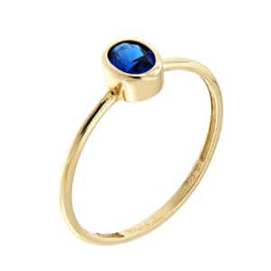 Single Stone Ring With Blue Stone In Yellow Gold K14 DA55KP5