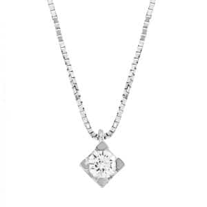 Diamond Single Stone Necklace Made Of White Gold KO57LP7