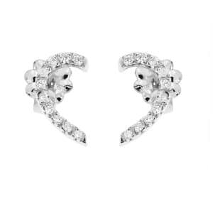 Half Heart Diamond Earrings Made Of White Gold K18 SK63LP7