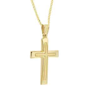 Christening Cross With Chain Made Of Gold K14 ST1K5AL1K5-45