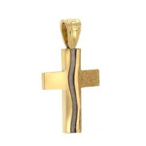 Two Colored Gold K18 Cross ST66D7