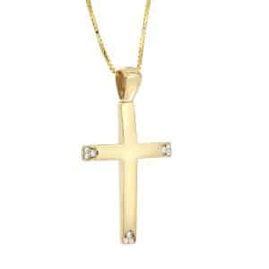 Christening Cross With Chain In Yellow Gold K14 ST7KP5AL11K5-45