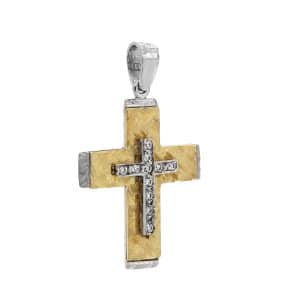 Women's Double Sided Cross Made Of Gold K14 ST82DP5