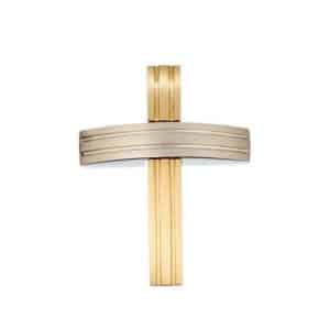 Unisex Cross Made Of Two Colored Gold K14 ST90D5