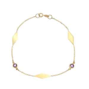 Βραχιόλι Με Μωβ Πέτρες Από Κίτρινο Χρυσό Κ14 VR79KP5