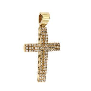 Women's Cross With Stones Made Of Yellow Gold K14 ST154KP5