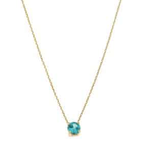 Paraiba Single Stone Necklace Made Of White Gold K14 KO86KP5