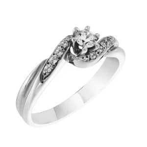 Δαχτυλίδι Μονόπετρο Από Λευκό Χρυσό Κ14 DA144LP5