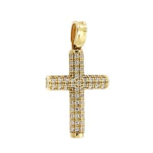 Σταυρός Από Κίτρινο Χρυσό Κ14 Με Πέτρες ST80KP5