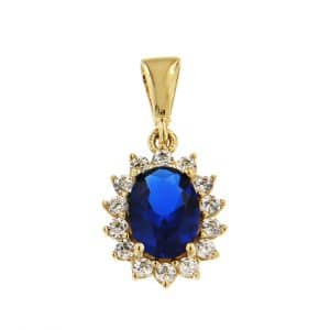 Blue Rosette Pendant Made Of K9 Yellow Gold KR103KP3