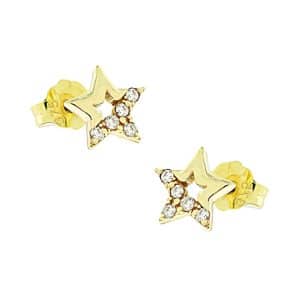 Σκουλαρίκια Αστεράκια Από Κίτρινο Χρυσό Κ9 SK212KP3