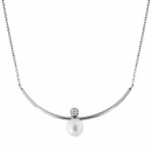 925° Sterling Silver Necklace With Bar And Pearl KO163LP9