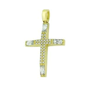 Baptismal Cross With Stones Made Of Yellow Gold K14 ST217KP5