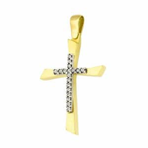 Baptismal Cross Made Of Two Colored Gold K14 ST242DP5