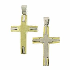 Baptismal Cross Made Of Bicolor Gold K14 ST246D5