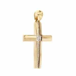 Baptismal Cross With Stones Made Of K14 Gold ST224KP5