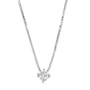 Single Stone Necklace With Diamond In White Gold KO183LP75