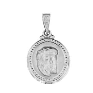 Charm Pendant With Christ In White Gold K14 KR128L5