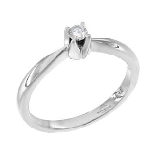 18K White Gold Diamond Single Stone Ring DA209LP7