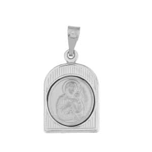 Virgin Mary Charm Pendant Made Of K14 White Gold KR54L5