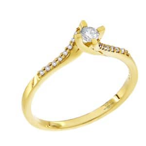 Solitaire Ring With Diamonds Made Of Yellow Gold K18 DA210KP7