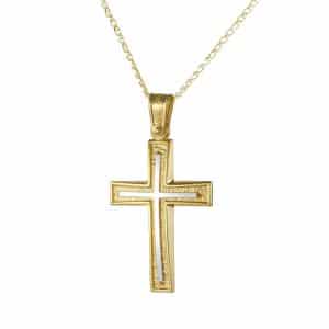 Christening Cross With Chain Made Of Gold K14 ST230D5AL1D5-45