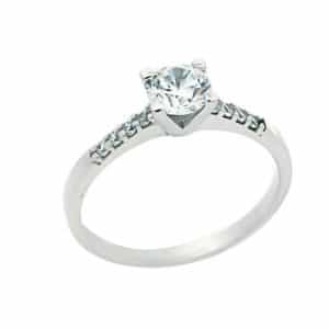 Δαχτυλίδι Μονόπετρο Από Λευκό Χρυσό Κ14 DA274LP5