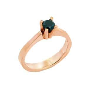 Rose Gold Solitaire Ring With Black Diamond DA318RP7