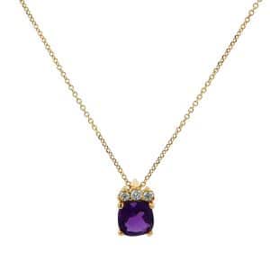 18K Gold Necklace With Amethyst And Diamonds KO290KP7