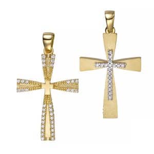 Σταυρός Διπλής Όψης Από Χρυσό Κ14 ST356DP5