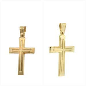 14K Gold Double Sided Baptismal Cross ST331K5