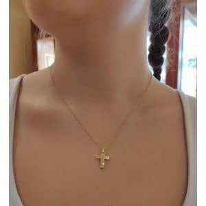 Lustrous Cross Made Of Yellow Gold K14 ST341K5 - Image 2