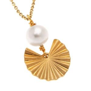 Necklace Fan With Pearl Made Of 925° Silver ART32597
