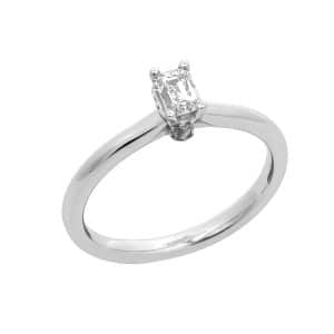 18K White Gold Emerald Cut Diamond Solitaire Ring DA326LP7 - Image 1