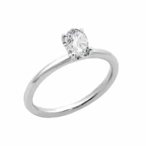 Μονόπετρο Δαχτυλίδι Λευκό Χρυσό 18K Με Διαμάντι Oval DA330LP7
