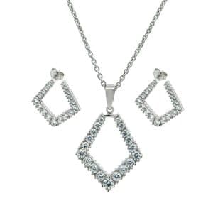 Σετ Κολιέ Και Σκουλαρίκια Από Ασήμι 925° Με Ρόμβους KR184-CH113-SK361LP9