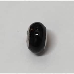 Μενταγιόν Charm Από Ατσάλι Ρόδα Μαύρο Σμάλτο 42A-CH013SB