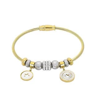 Σταθερό Βραχιόλι Visetti Με Charms Δίχρωμο Ατσάλι 52A-BR002GS