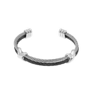 Βραχιόλι Visetti Ασημί Και Μαύρο Ατσάλι 52AG-BR034SB