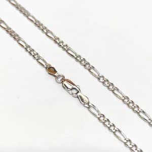 Ασημένια Αλυσίδα Figaro 3-1 Από Λευκό Ασήμι 925° AL56L9-60