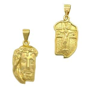 Κρεμαστό Φυλαχτό Κεφαλή Χριστού Κίτρινο Χρυσό 14Κ KR187K5